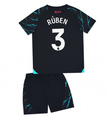 Manchester City Ruben Dias #3 Tredje Kläder Barn 2023-24 Kortärmad (+ Korta byxor)